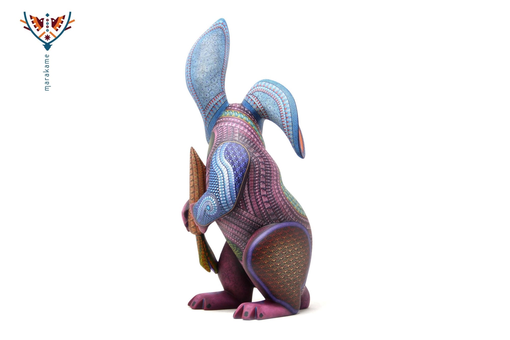 Alebrije - Kaninchen mit Karotte - Huichol Art - Marakame