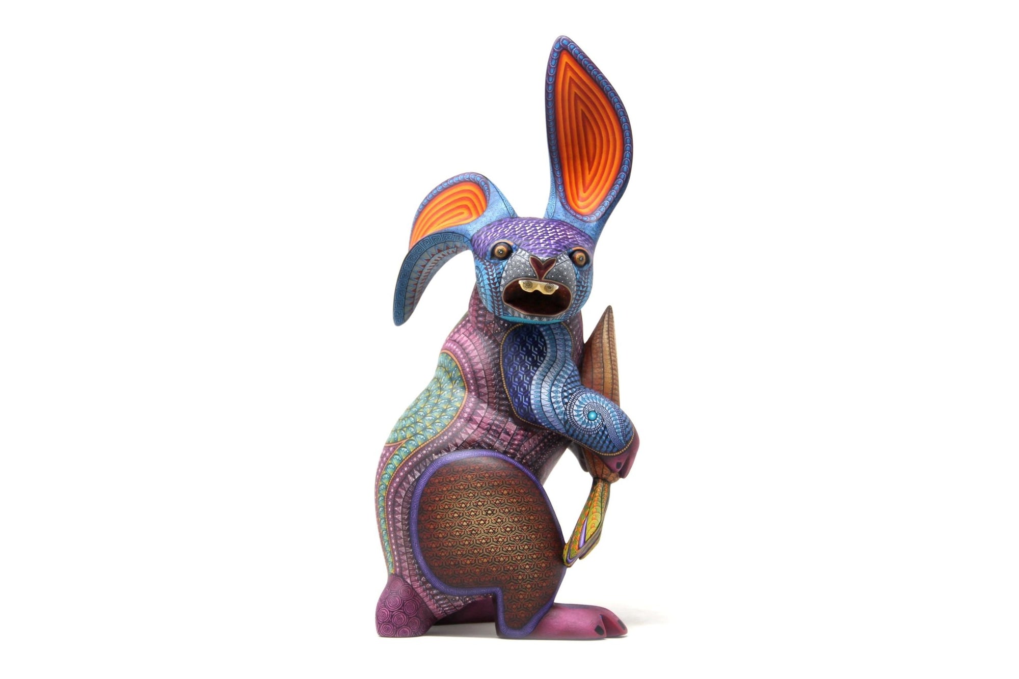 Alebrije - Kaninchen mit Karotte - Huichol Art - Marakame