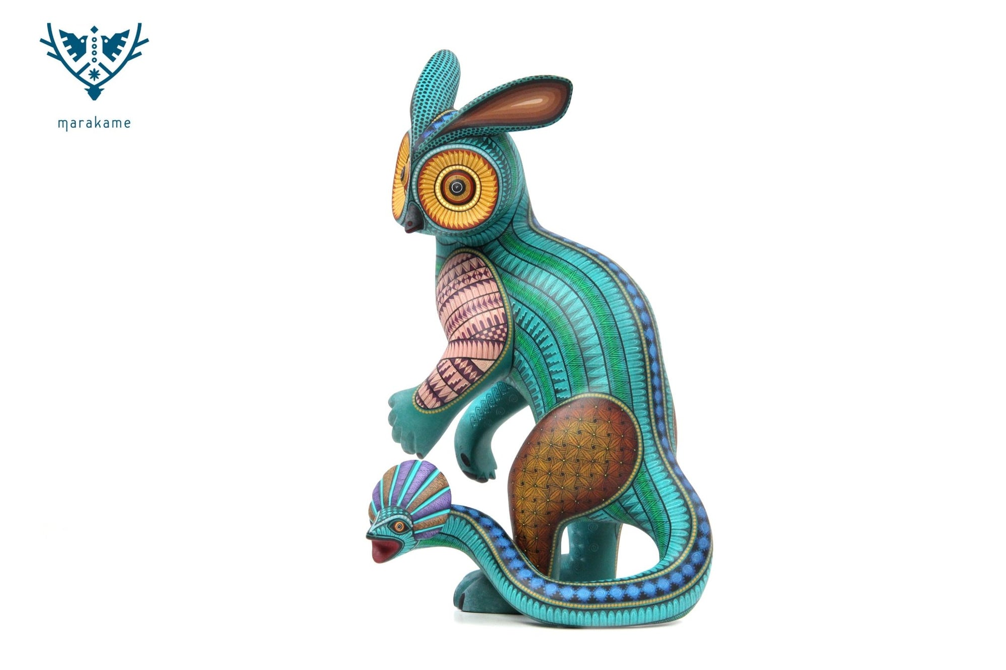 Alebrije - Fusion Owl Rabbit Snake - Huichol Art - Marakame