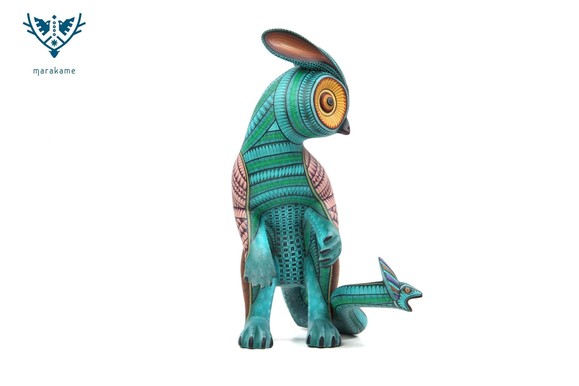 Alebrije - Fusion Owl Rabbit Snake - Huichol Art - Marakame