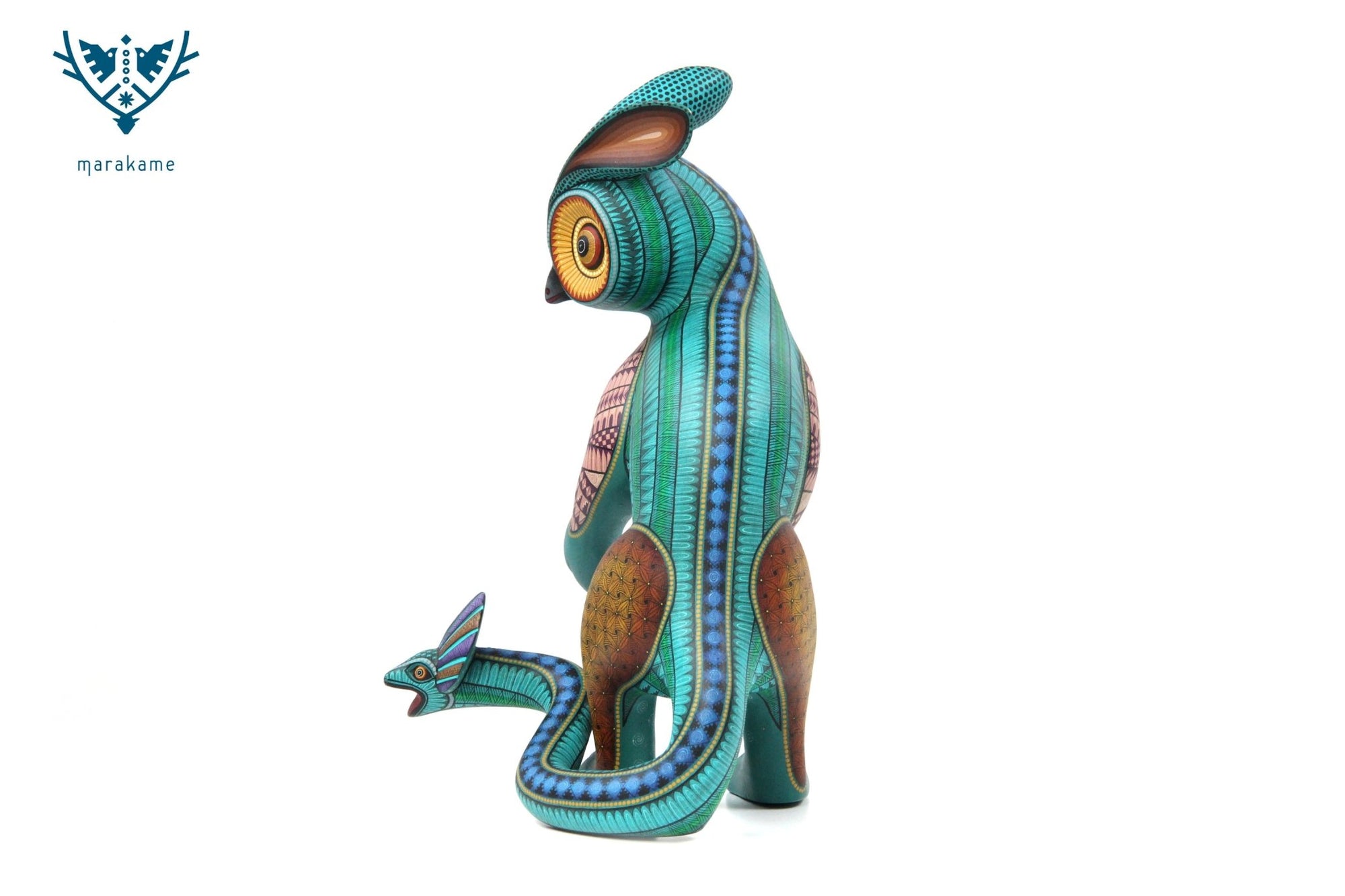 Alebrije - Fusion Owl Rabbit Snake - Huichol Art - Marakame