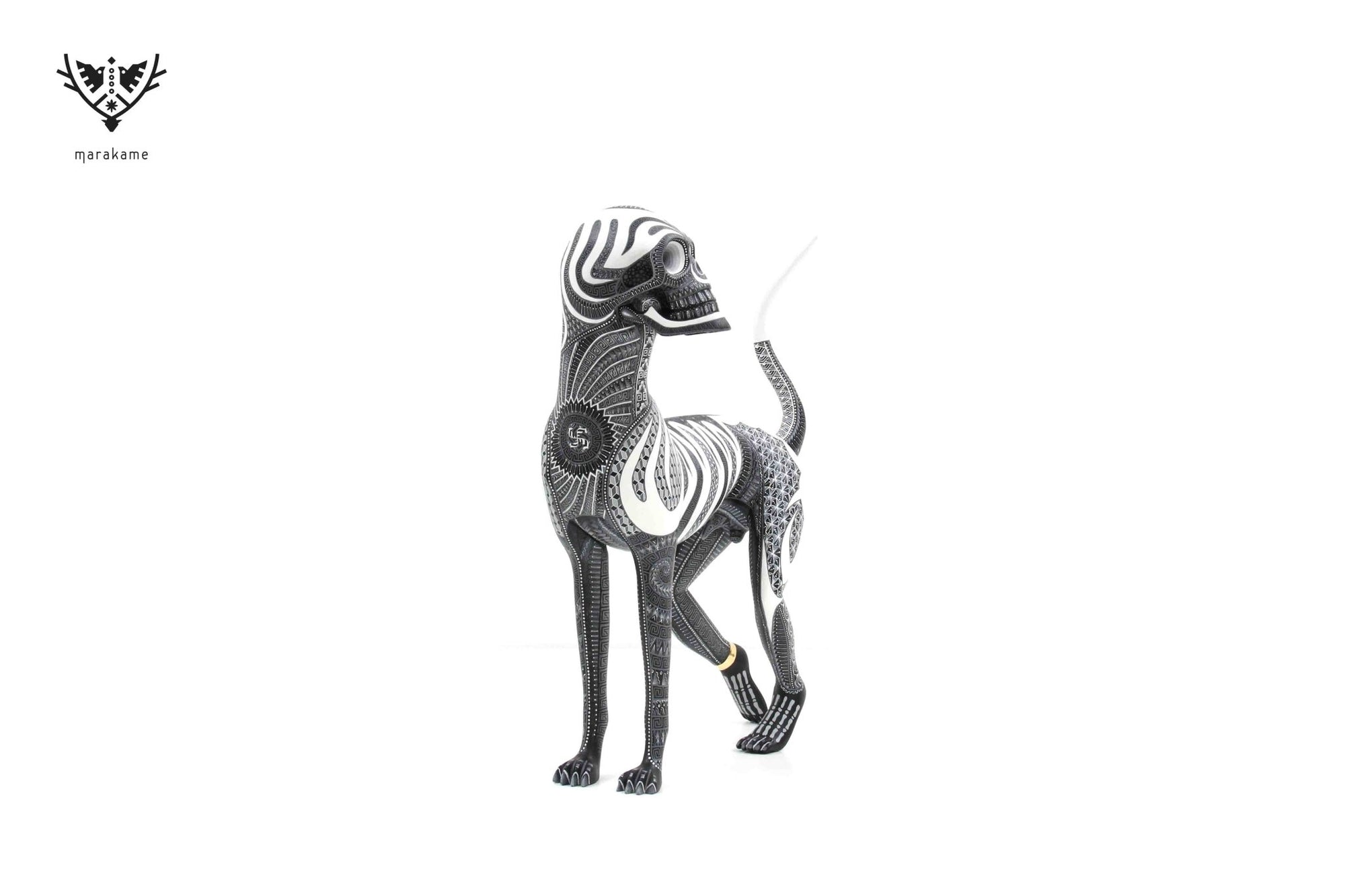 Alebrije - Fusión perro cráneo #1 - Eterno Reposo - Arte Huichol - Marakame