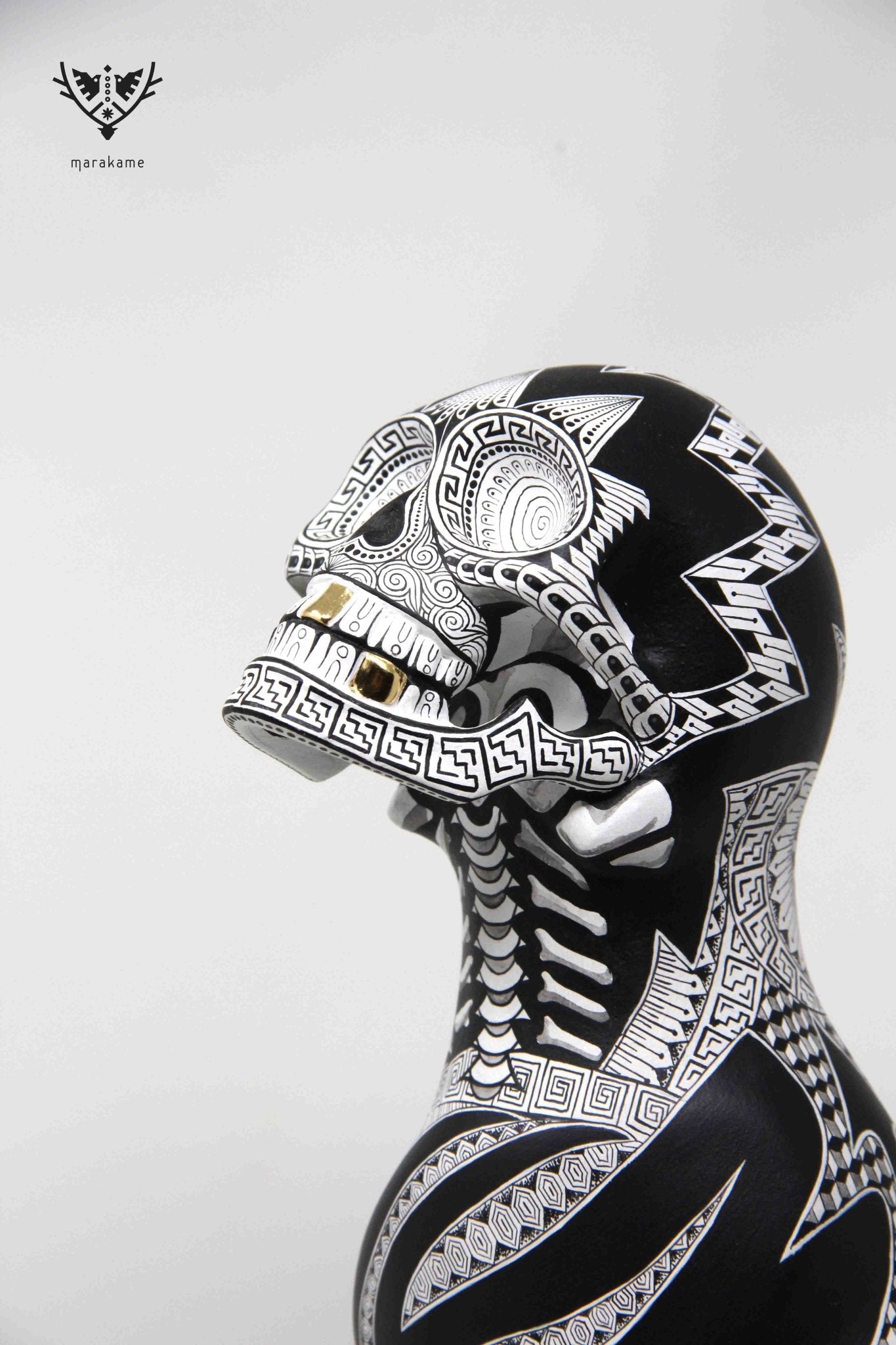 Alebrije - Skull Dog Fusion # 2 - Eterno Reposo - Art Huichol - Marakame