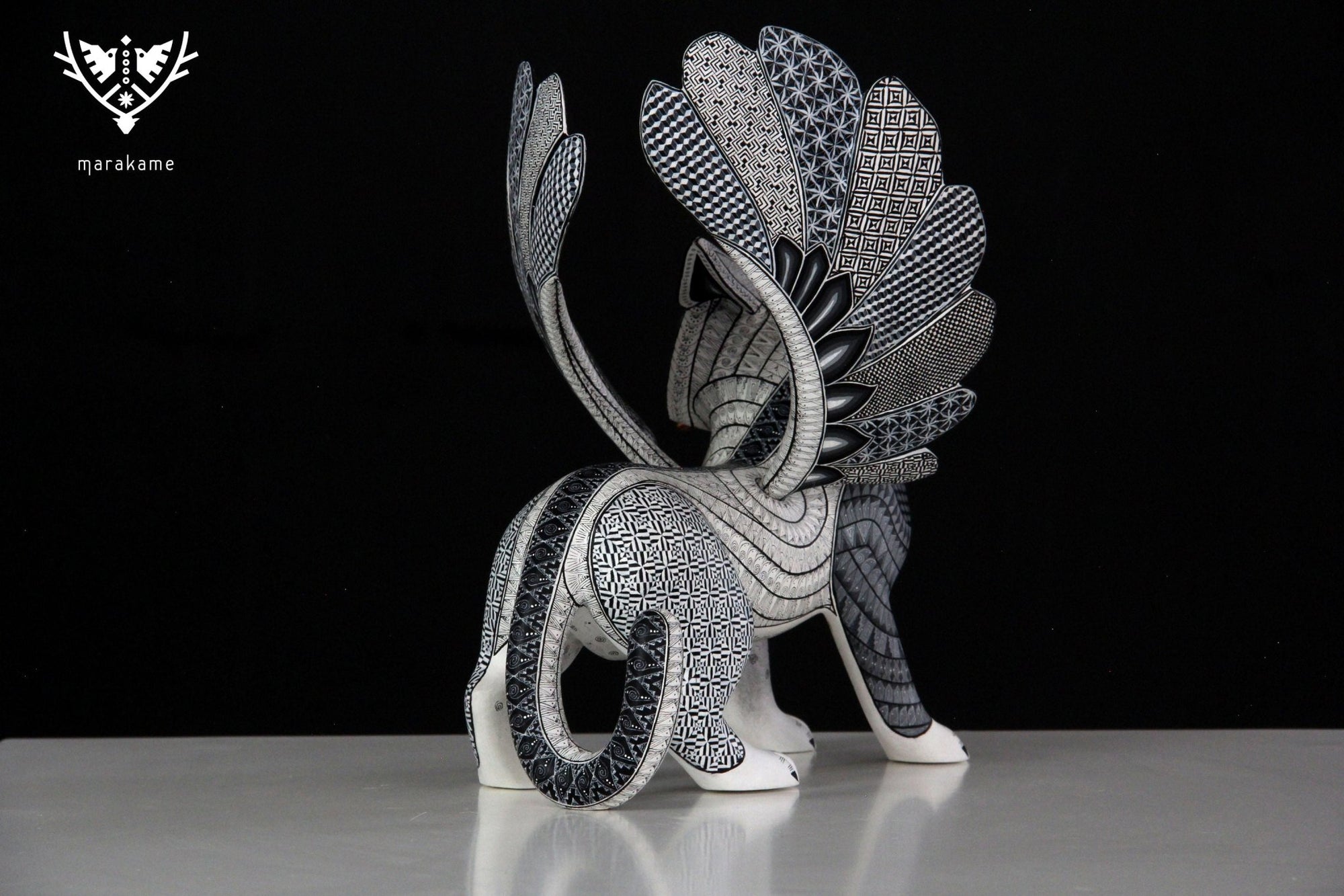 Alebrije - Tiger Owl Fusion - Huichol Art - Marakame