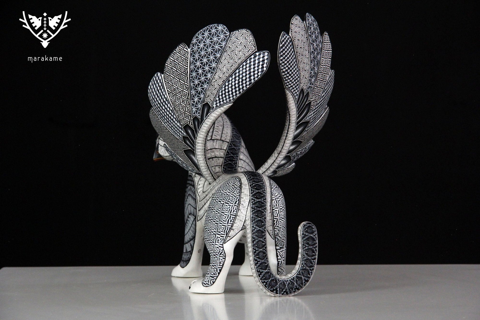 Alebrije - Tiger Owl Fusion - Huichol Art - Marakame