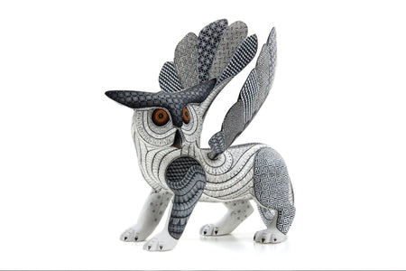 Alebrije - Tiger Owl Fusion - Huichol Art - Marakame