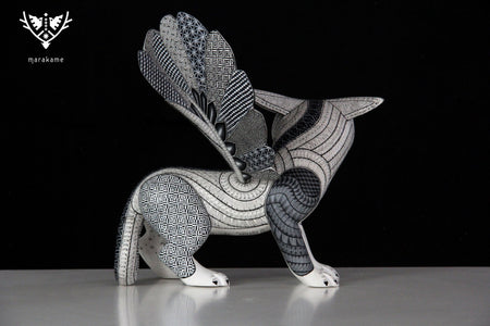 Alebrije - Tiger Owl Fusion - Huichol Art - Marakame