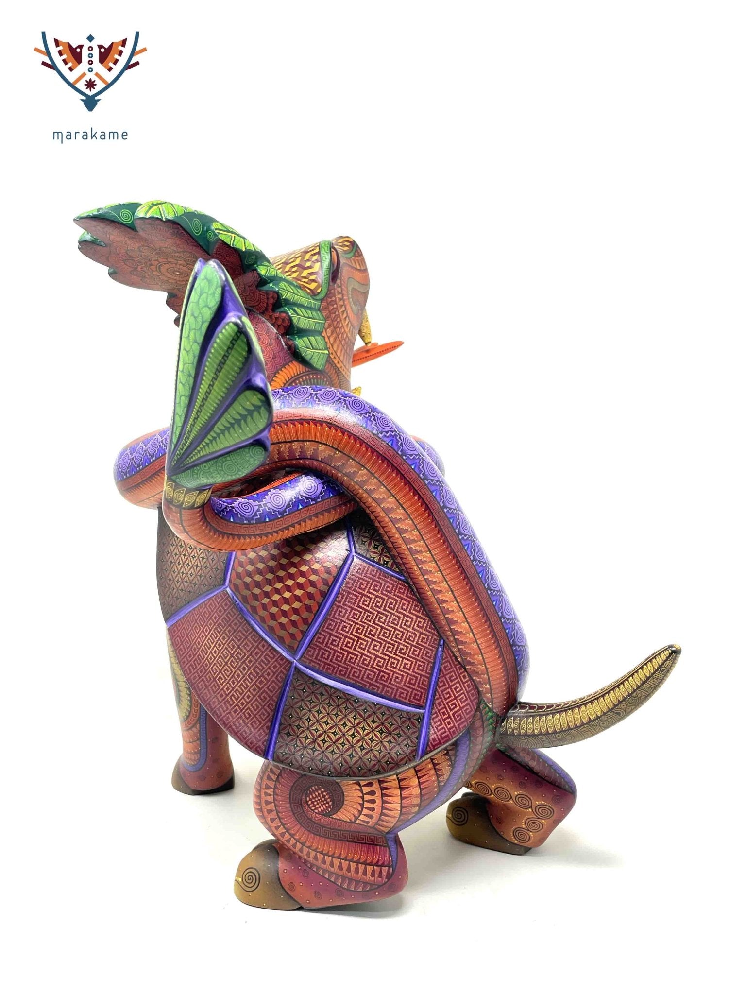 Alebrije - Zapotec Fusion Serpent - Deer - Tortoise - Huichol Art - Marakame