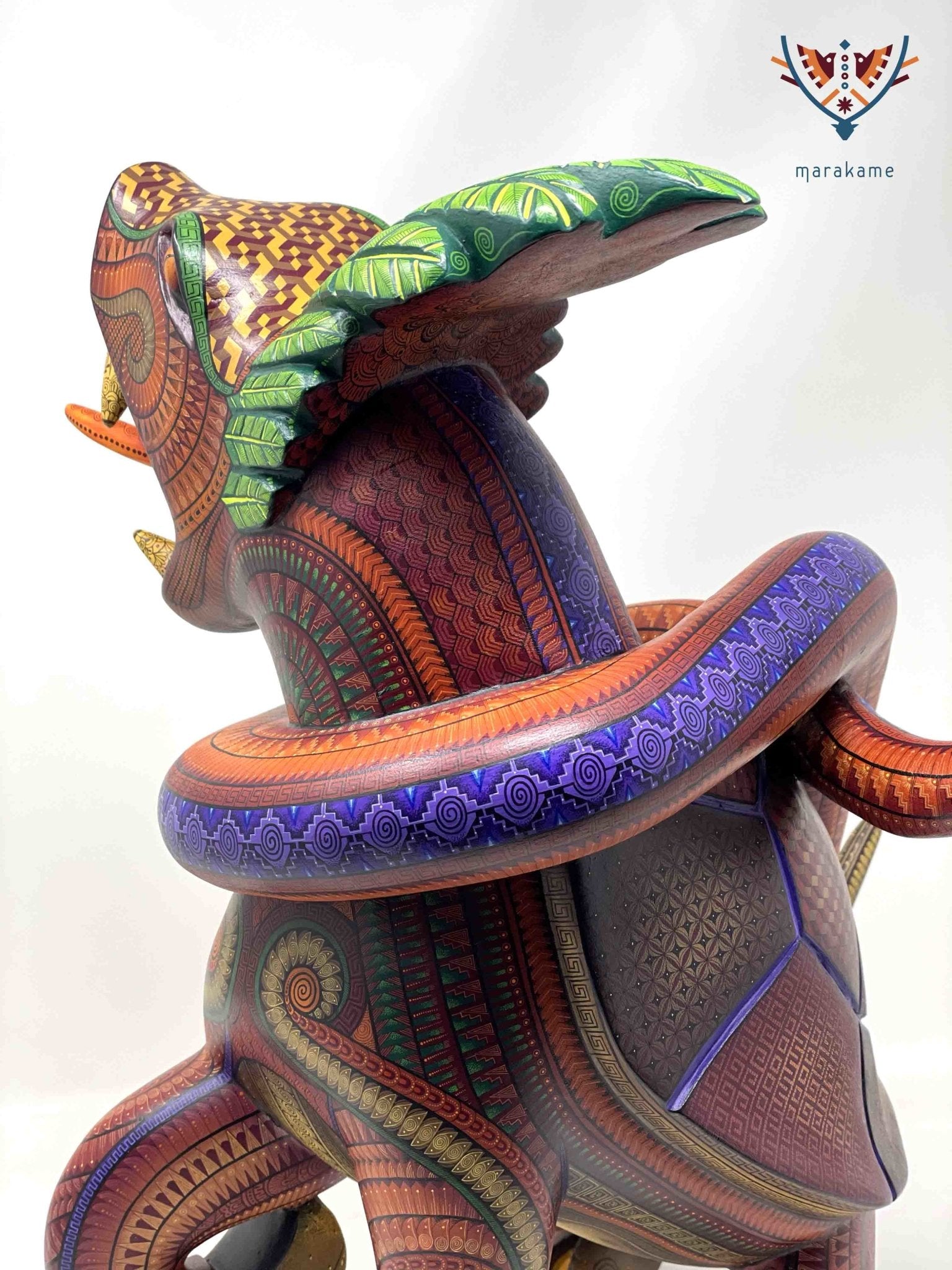 Alebrije - Zapotec Fusion Serpent - Cervo - Tartaruga - Huichol Art - Marakame