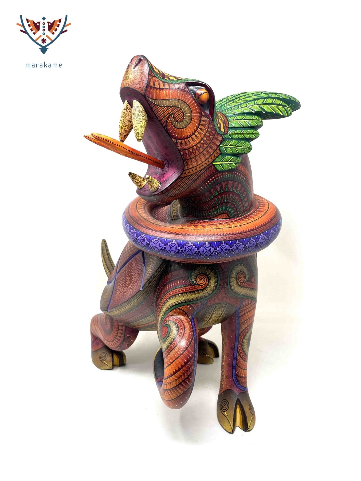 Alebrije - Zapotec Fusion Serpent - Cervo - Tartaruga - Huichol Art - Marakame