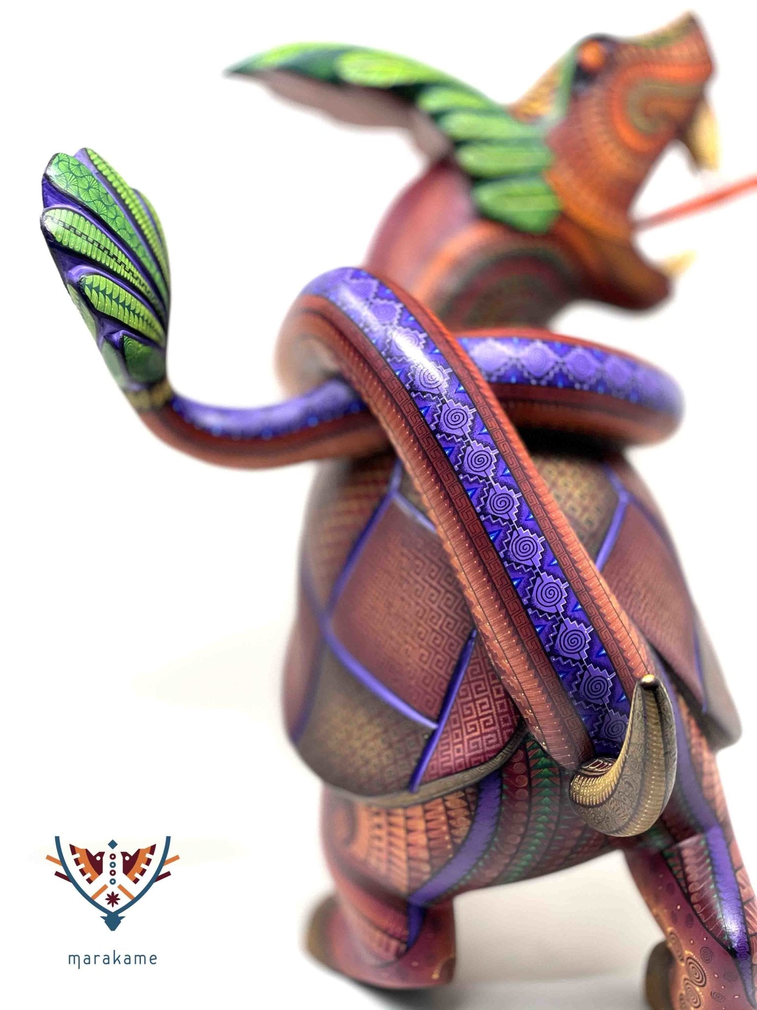 Alebrije - Zapotec Fusion Serpent - Cervo - Tartaruga - Huichol Art - Marakame