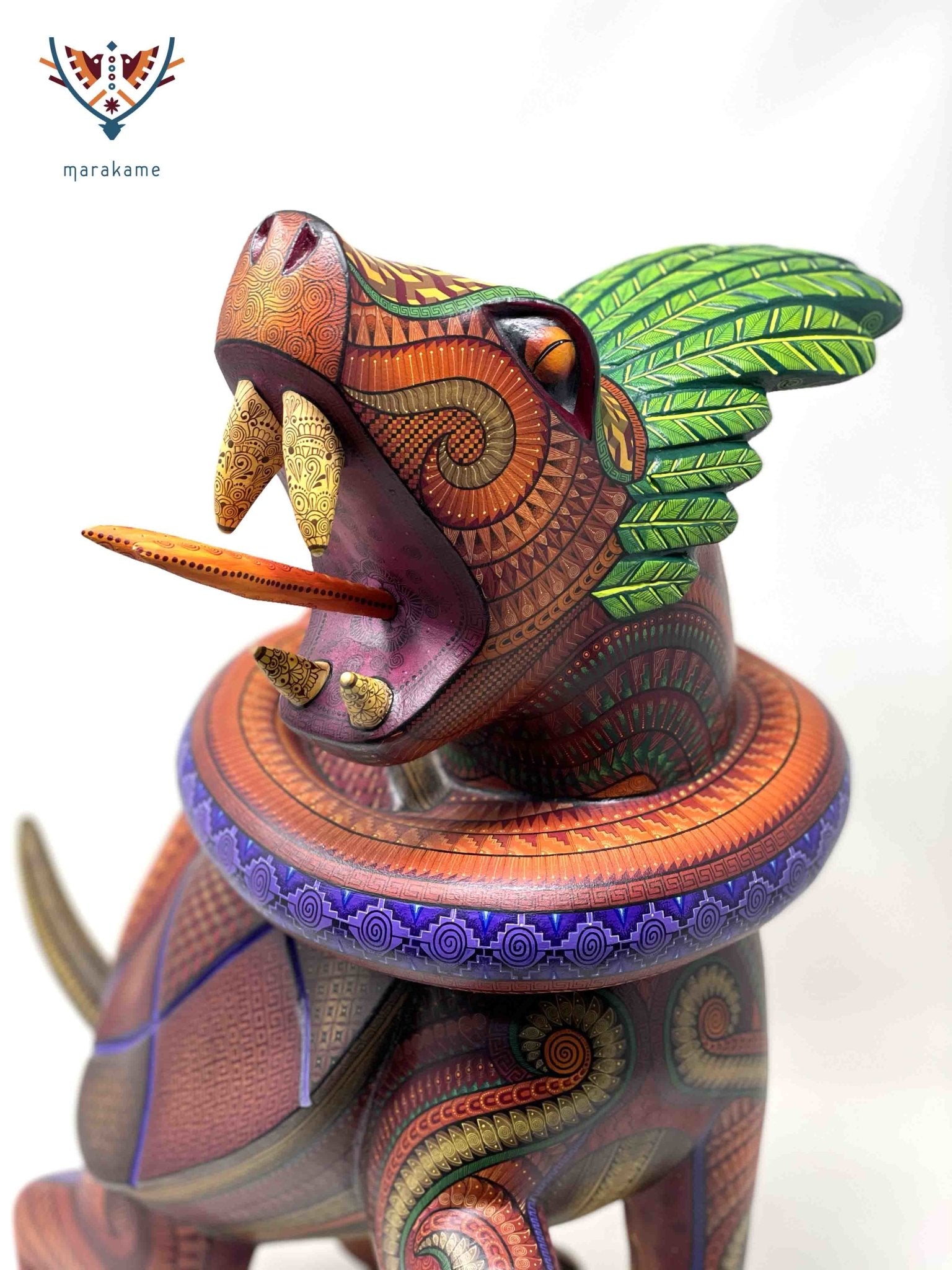 Alebrije - Fusión Zapoteca Serpiente - Venado - Tortuga - Arte Huichol - Marakame