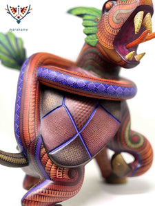 Alebrije - Zapotec Fusion Serpent - Cervo - Tartaruga - Huichol Art - Marakame