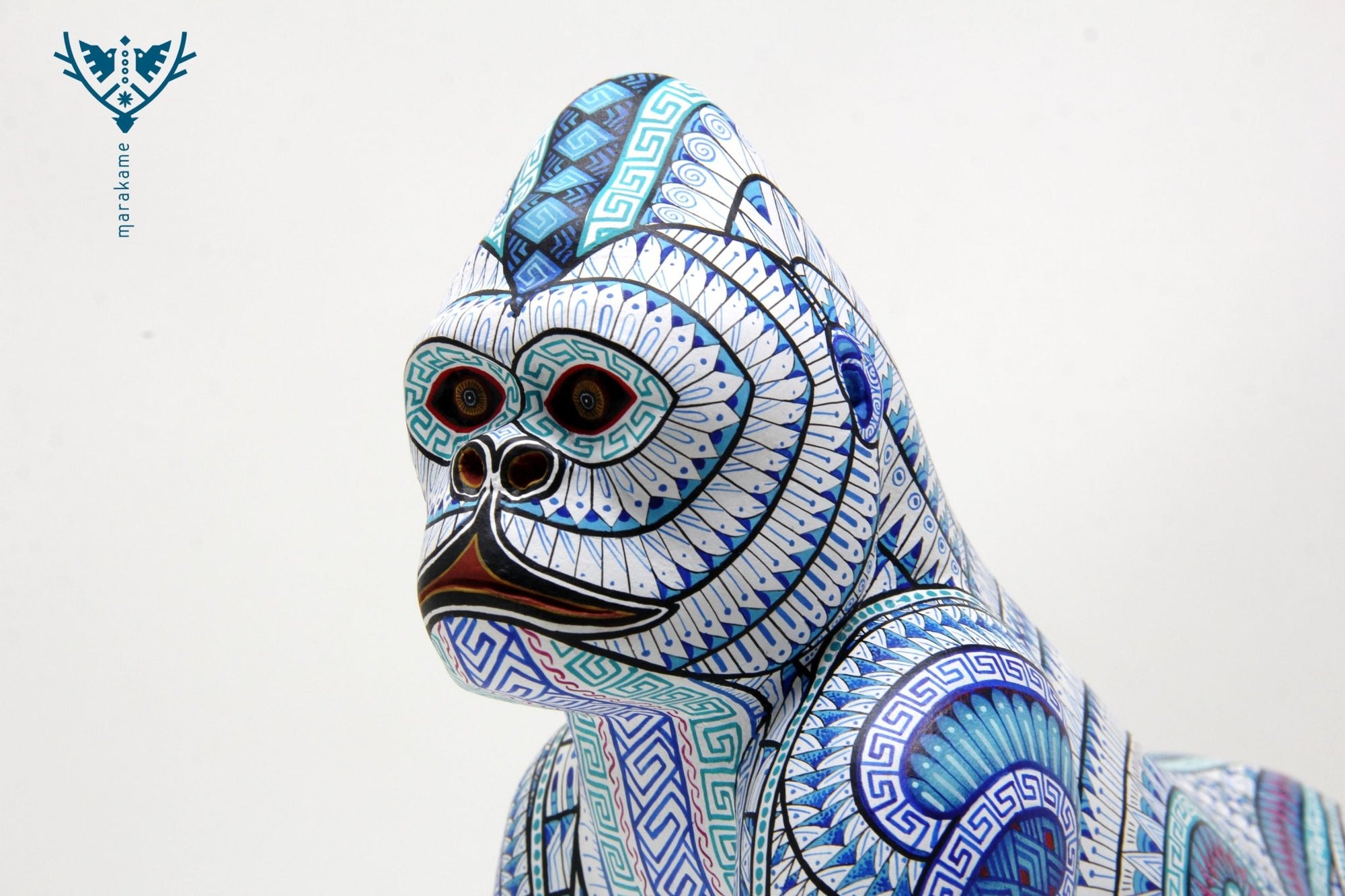 Alebrije - Gorille Bleu - Art Huichol - Marakame