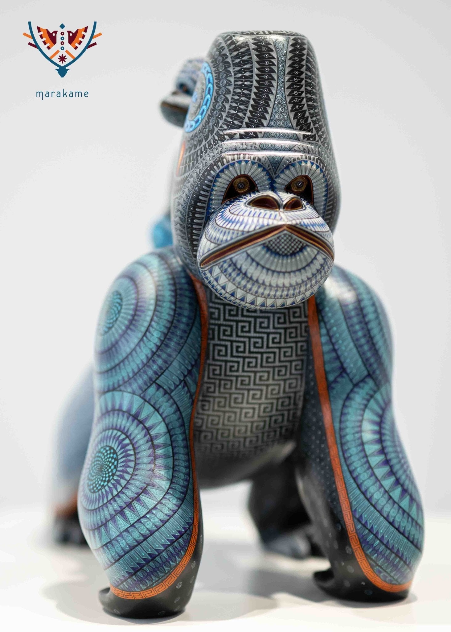 Alebrije Gorille avec des bébés - Amá mashin - Art Huichol - Marakame