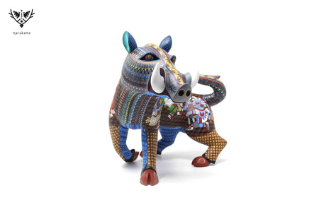 Wild boar alebrije - Bihui gui'xhi '- Huichol art - Marakame