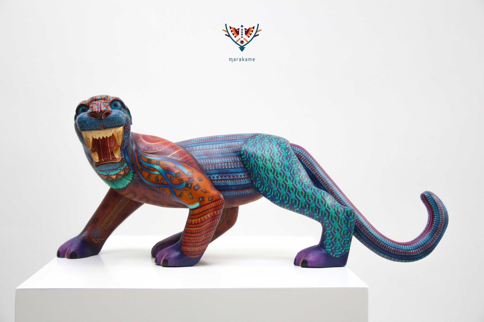 Alebrije Jaguar - Bell tigr - Huichol art - Marakame