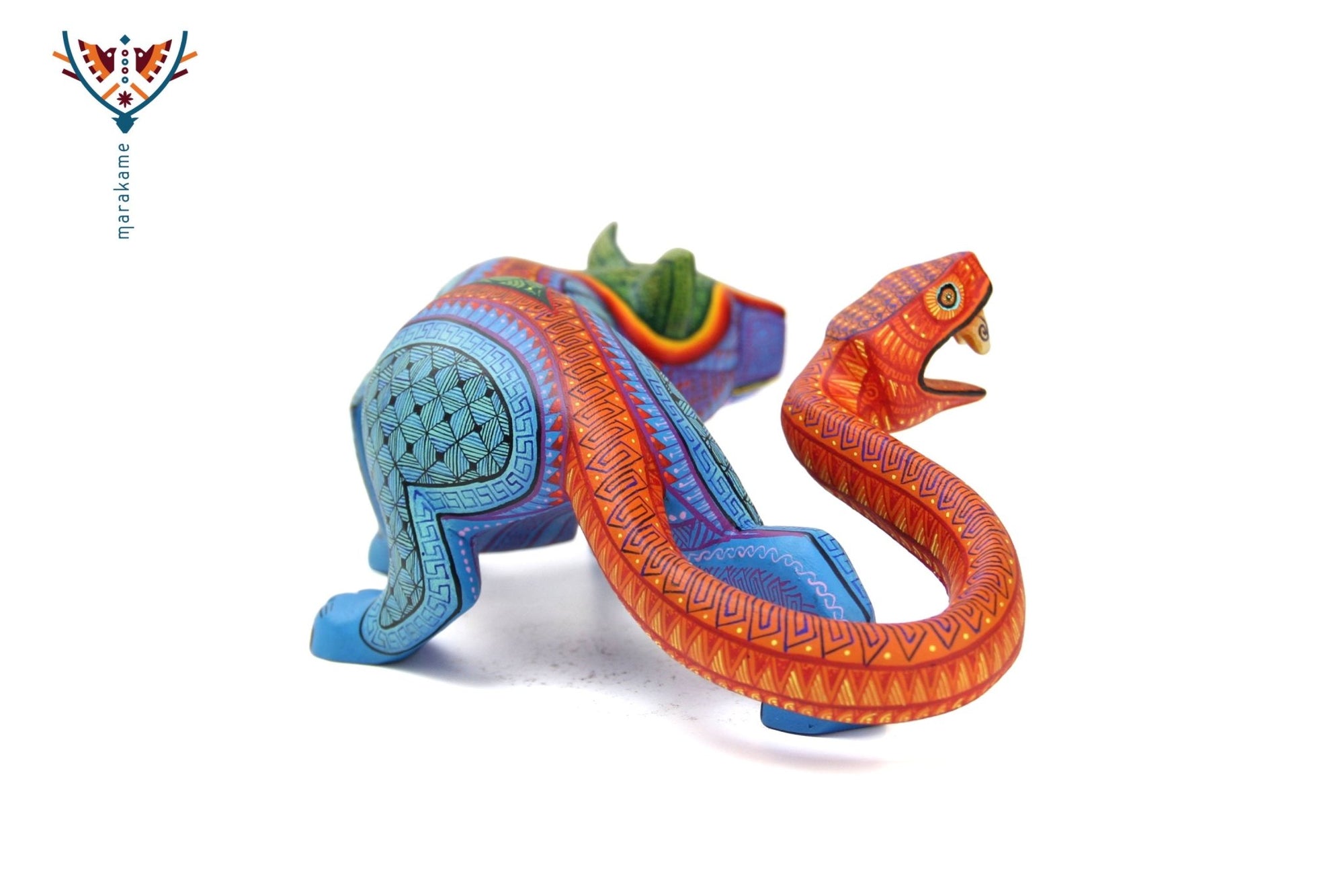 Alebrije – Schlangenschwanzjaguar – Huichol-Kunst – Marakame