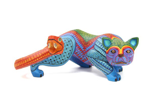 Alebrije - Giaguaro dalla coda di serpente - Arte Huichol - Marakame