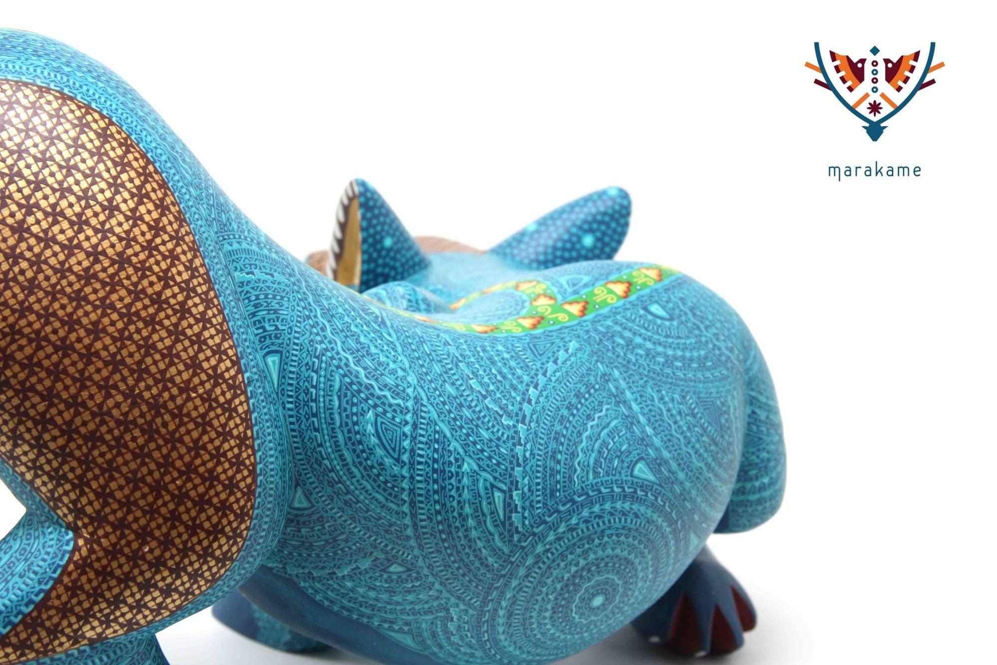 Alebrije - Aqua Ocelot - Huichol Art - Marakame