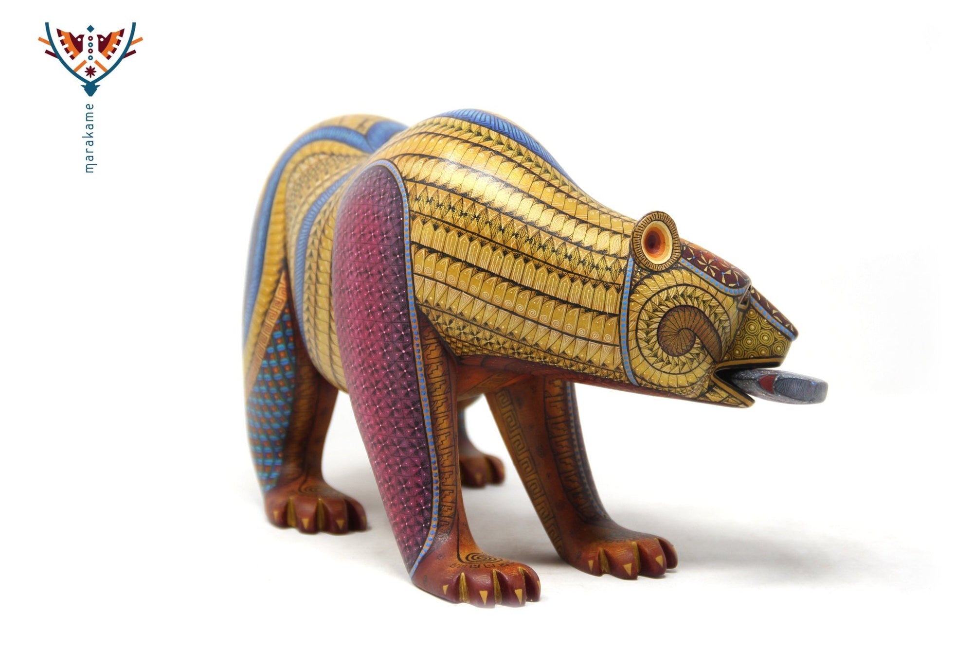 Alebrije - Orso con pesce - Huichol Art - Marakame