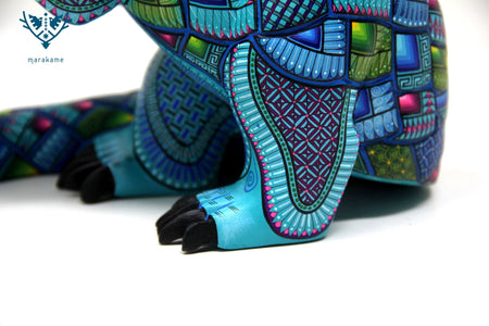 Alebrije - Pangolin Bleu - Art Huichol - Marakame