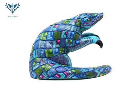 Alebrije - Pangolin Bleu - Art Huichol - Marakame