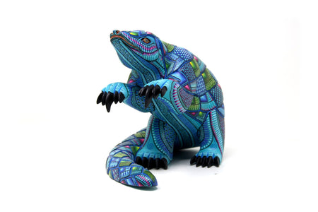 Alebrije - Pangolín azul - Arte Huichol - Marakame