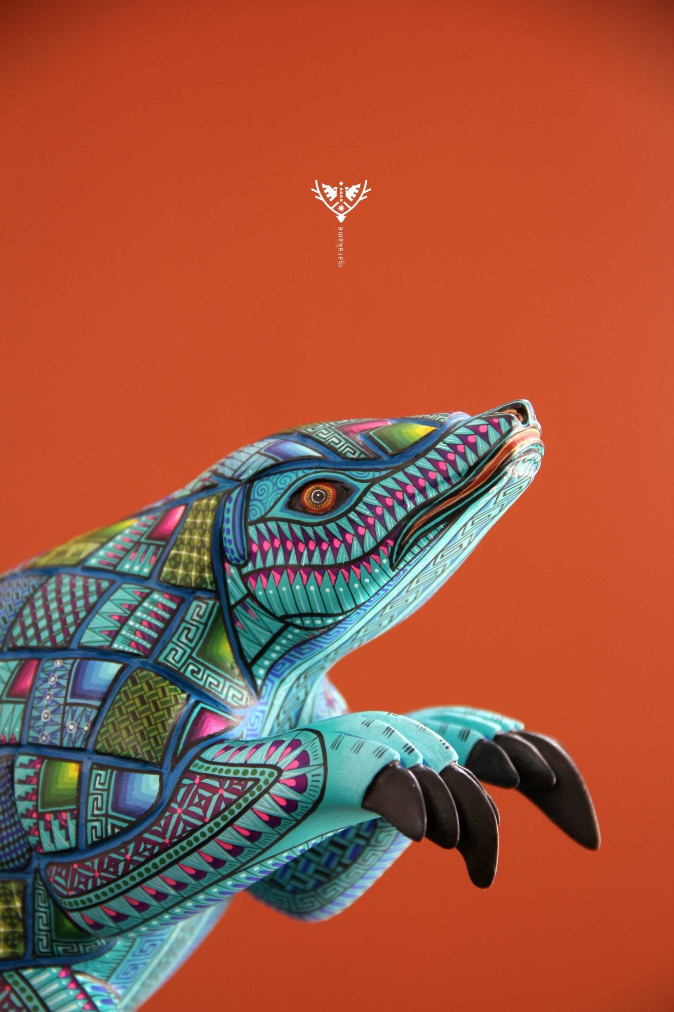 Alebrije - Pangolin Bleu - Art Huichol - Marakame