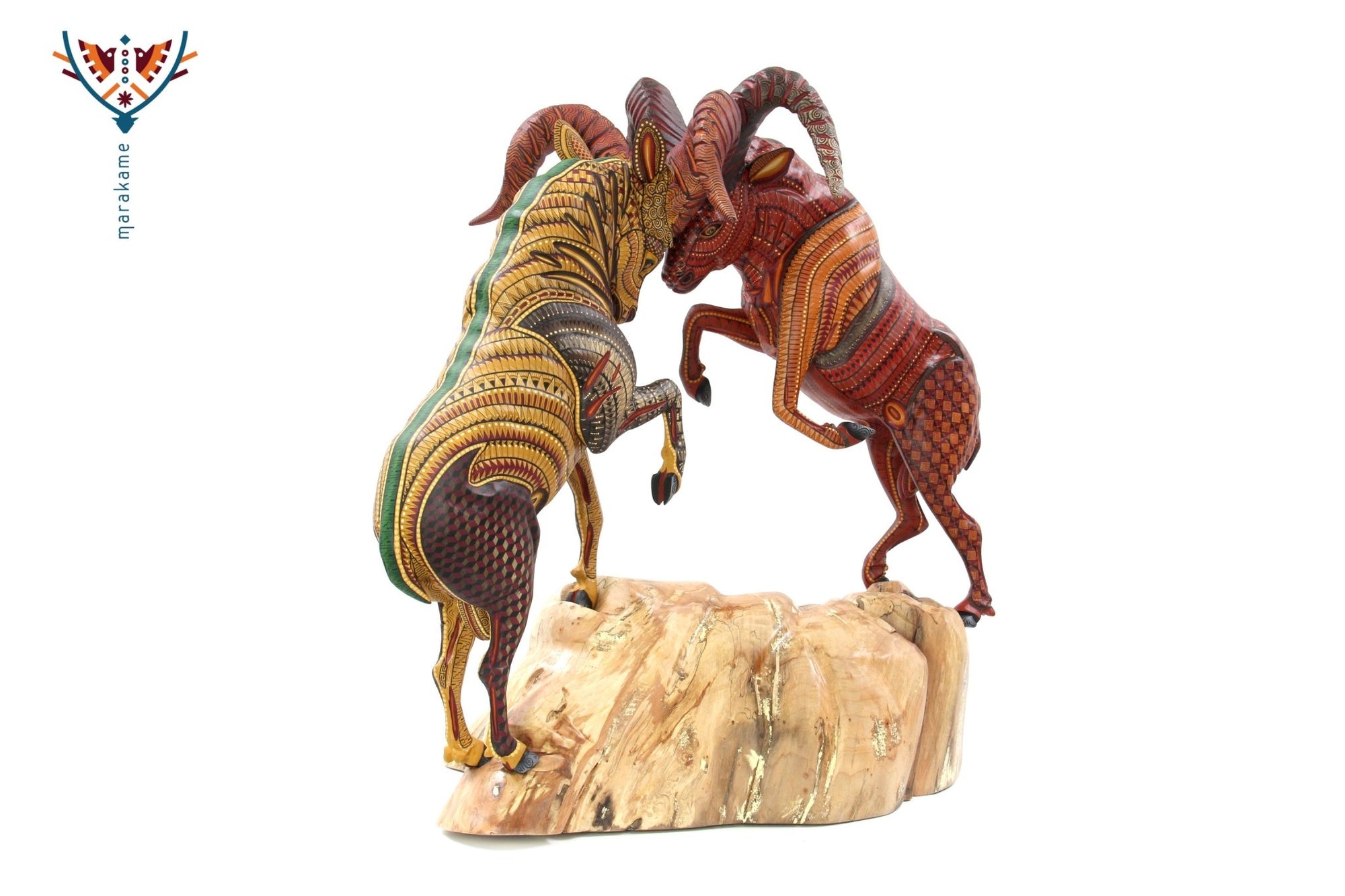 Alebrije - Kampf der Cimarrones - Huichol Art - Marakame