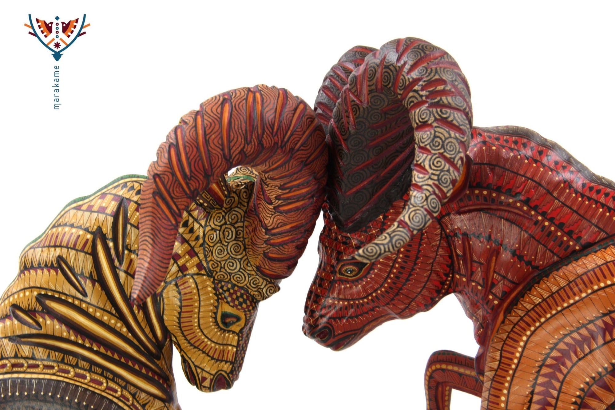 Alebrije - Kampf der Cimarrones - Huichol Art - Marakame