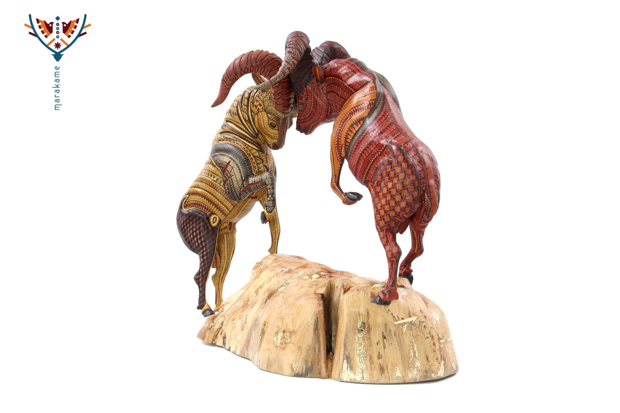 Alebrije - Kampf der Cimarrones - Huichol Art - Marakame