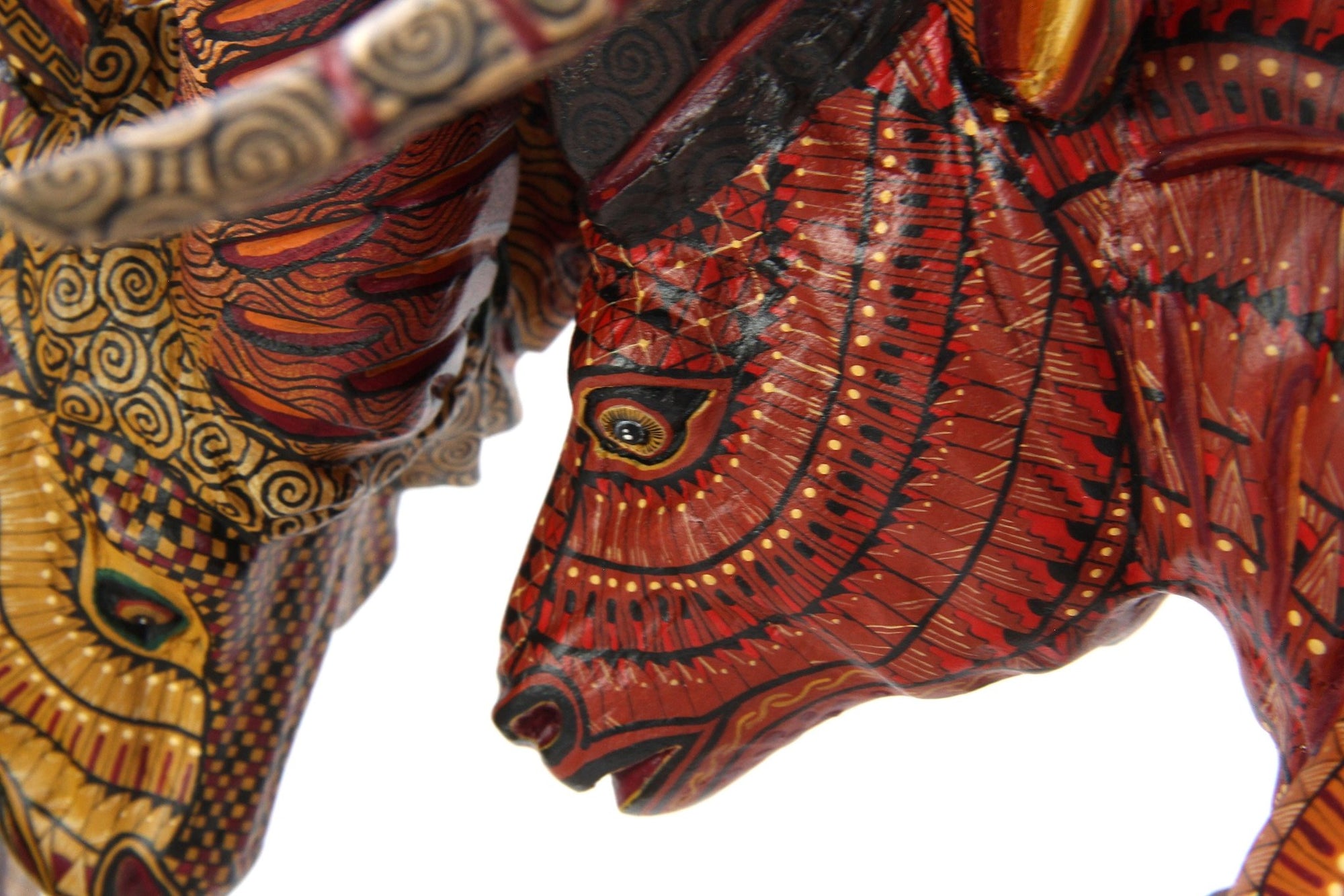Alebrije - Kampf der Cimarrones - Huichol Art - Marakame
