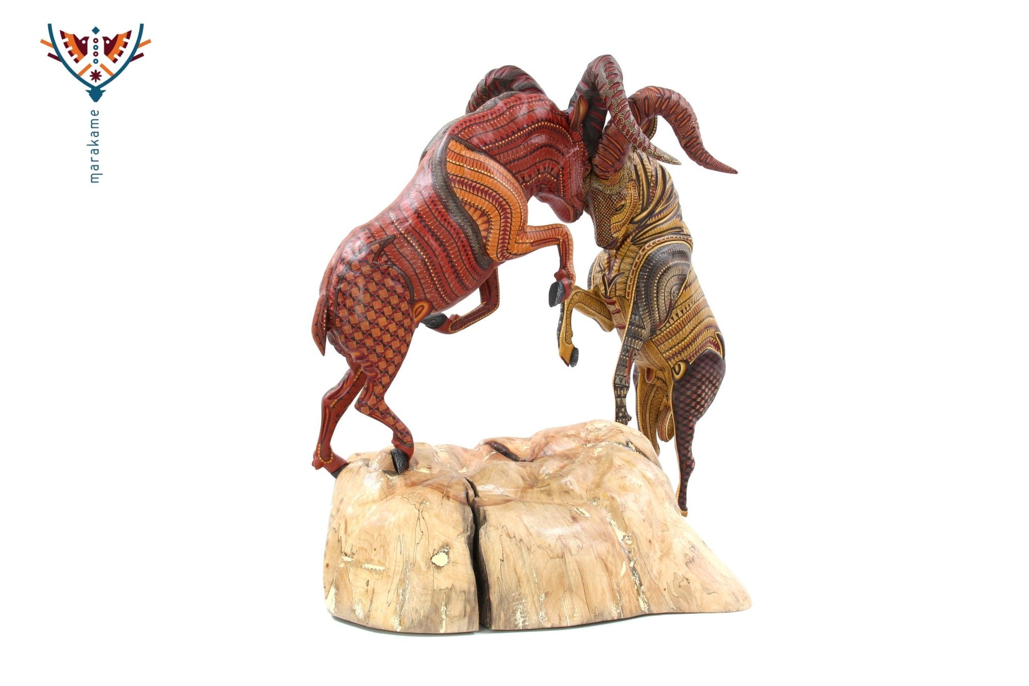 Alebrije - Kampf der Cimarrones - Huichol Art - Marakame