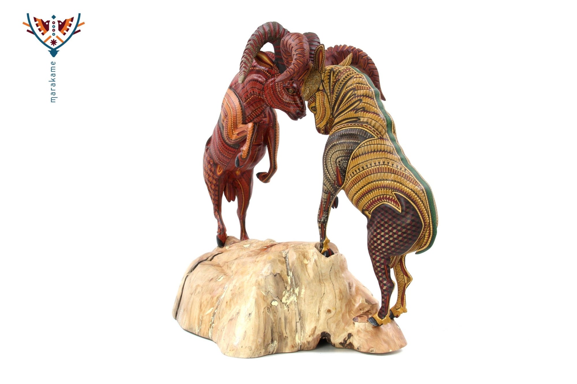 Alebrije - Kampf der Cimarrones - Huichol Art - Marakame