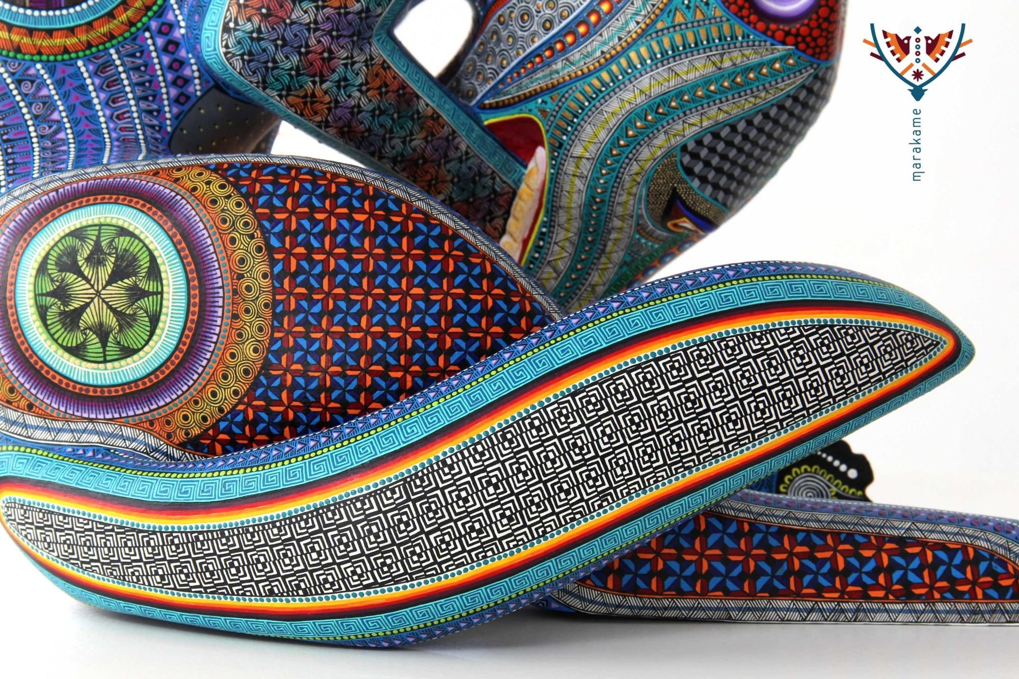 Alebrije - Hund mit Leguan - Huichol Art - Marakame