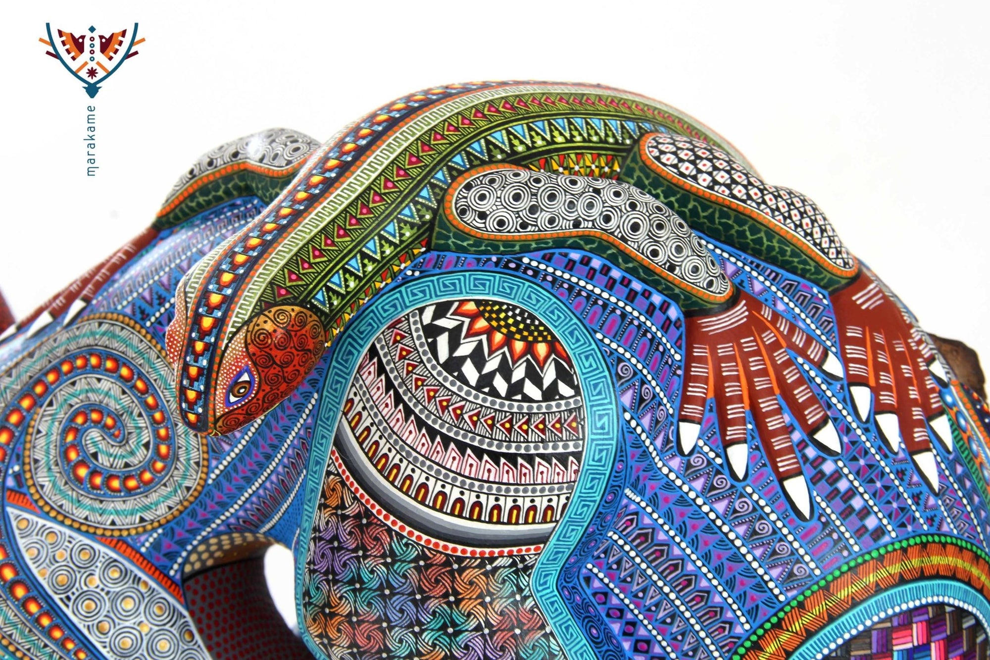 Alebrije - Hund mit Leguan - Huichol Art - Marakame
