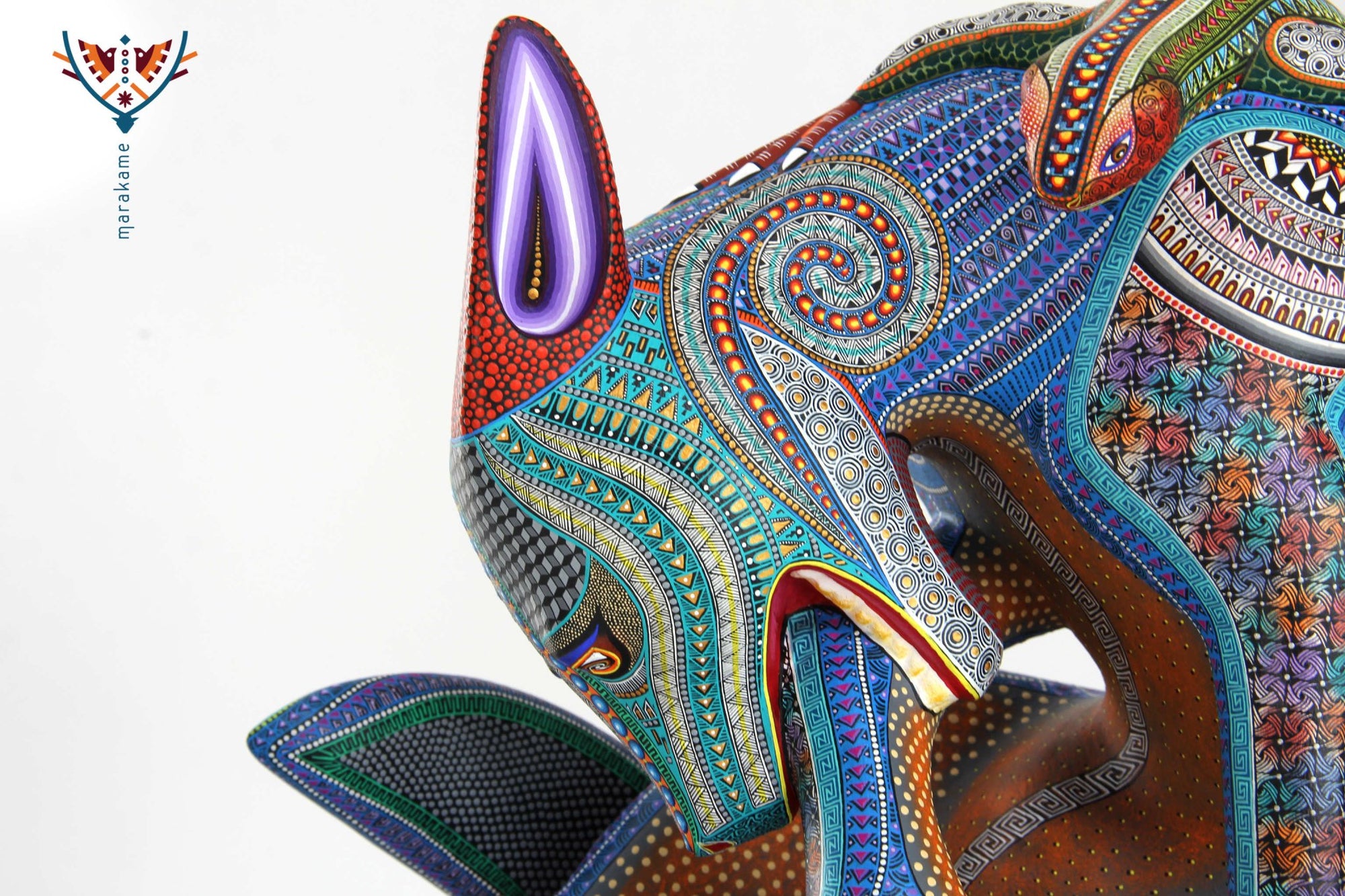 Alebrije - Hund mit Leguan - Huichol Art - Marakame