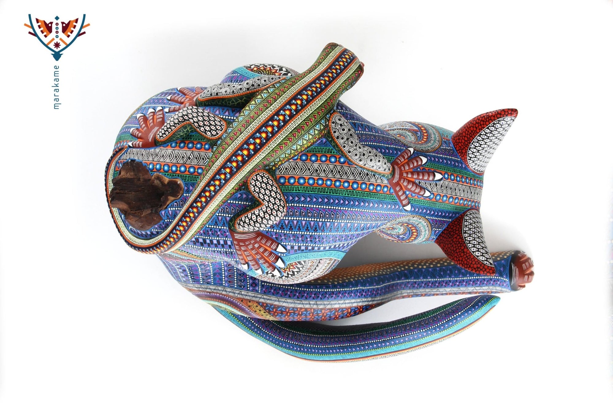 Alebrije - Hund mit Leguan - Huichol Art - Marakame