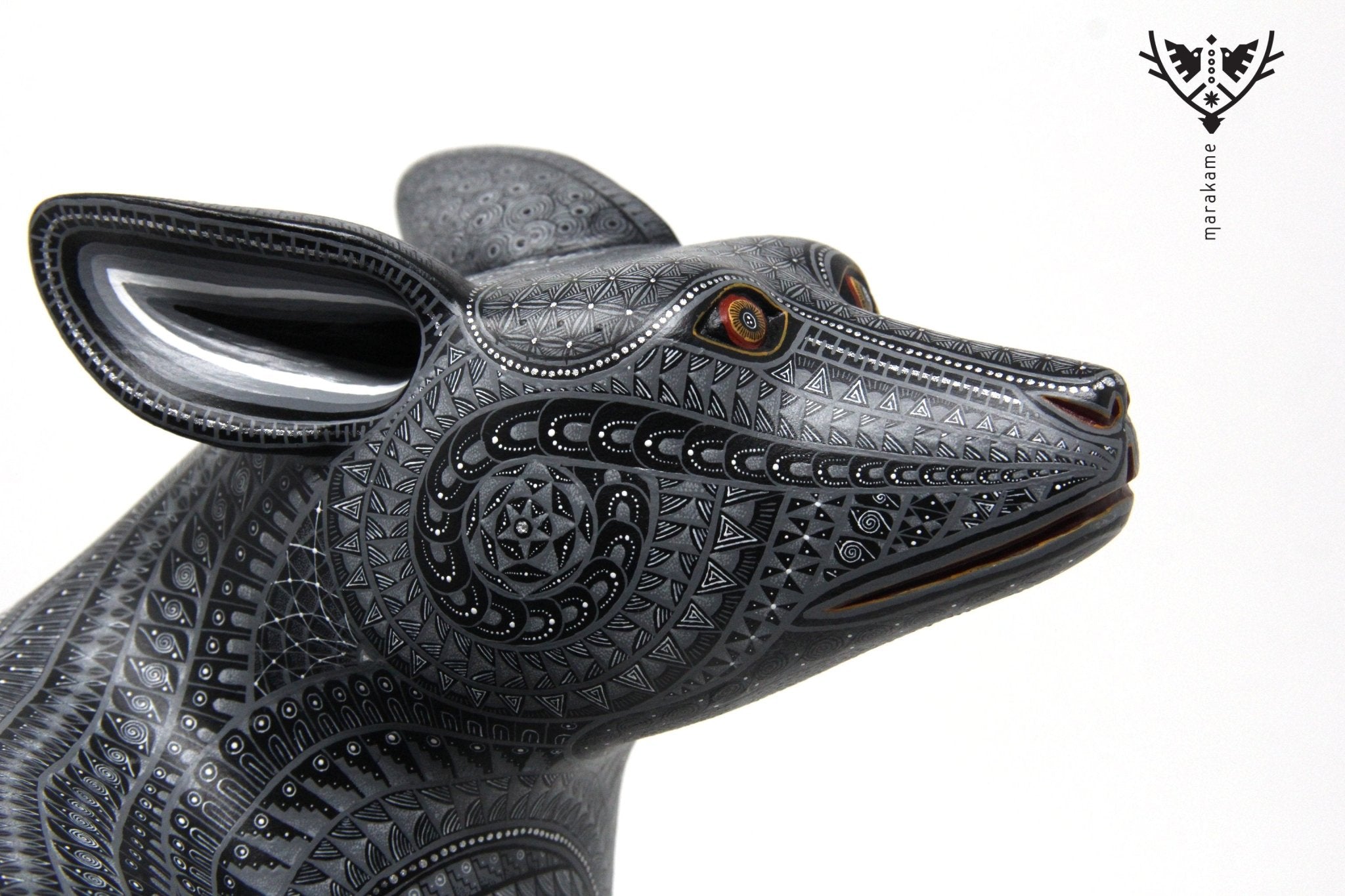 Alebrije Black Dog - Bekw' Nazahui - Huichol Art - Marakame