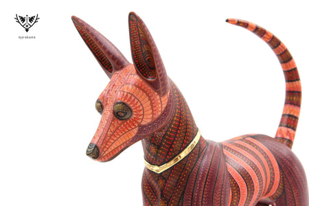 Alebrije perro - Xoloitzcuintle #2 - Eterno Reposo - Arte Huichol - Marakame
