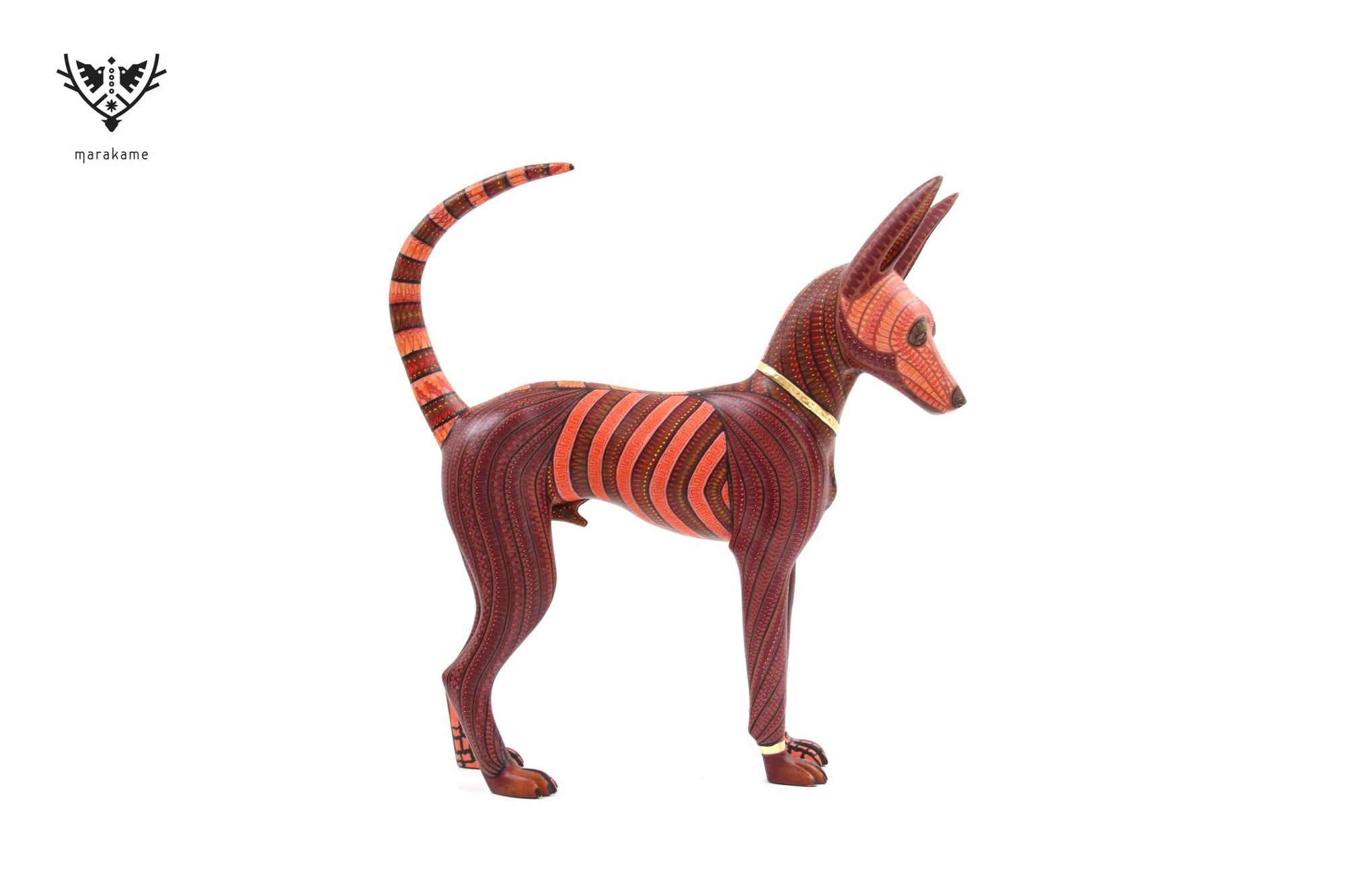 Alebrije perro - Xoloitzcuintle #2 - Eterno Reposo - Arte Huichol - Marakame