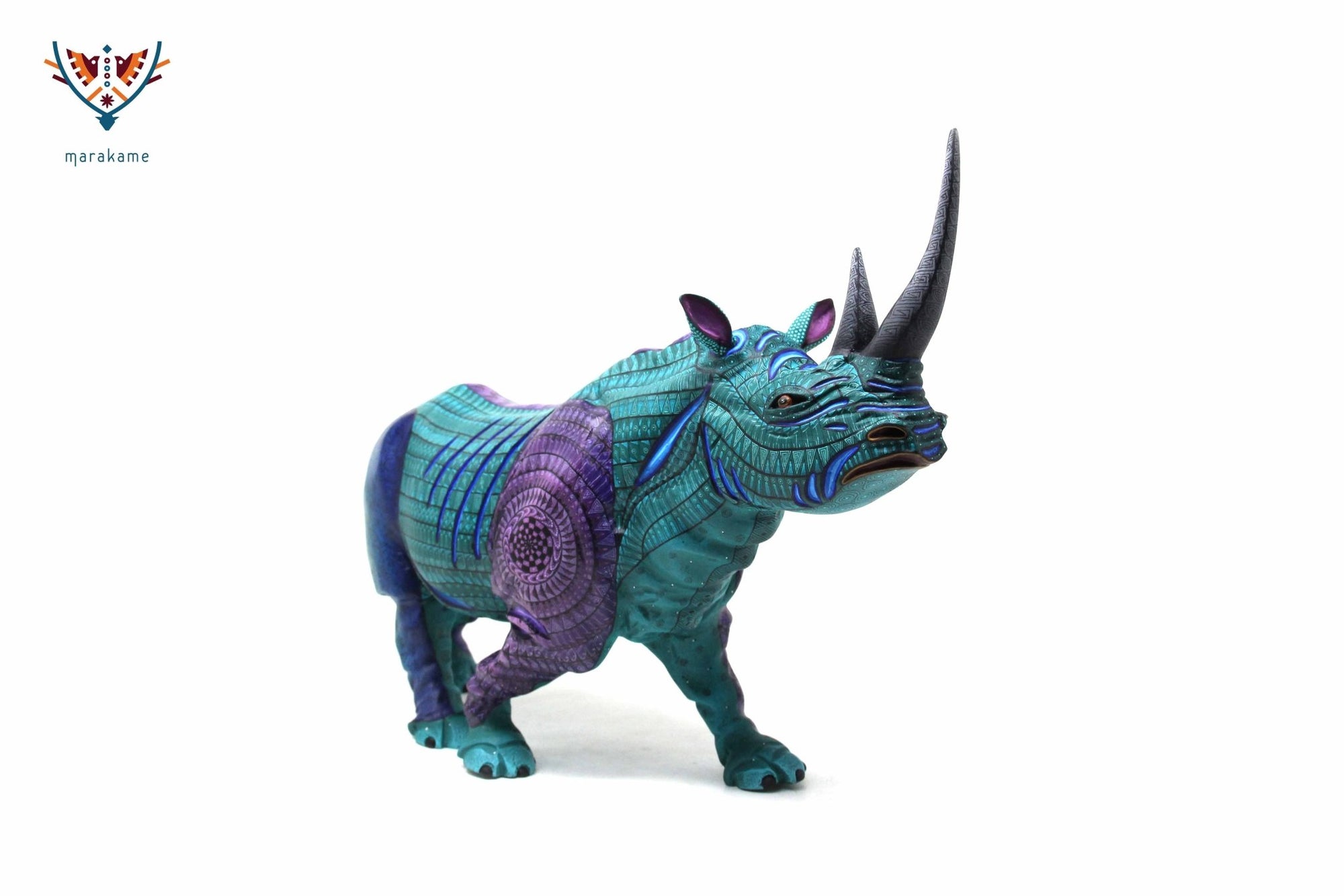 Rhinocéros Alebrije - Guidxi - Art Huichol - Marakame