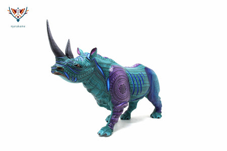 Rhinocéros Alebrije - Guidxi - Art Huichol - Marakame