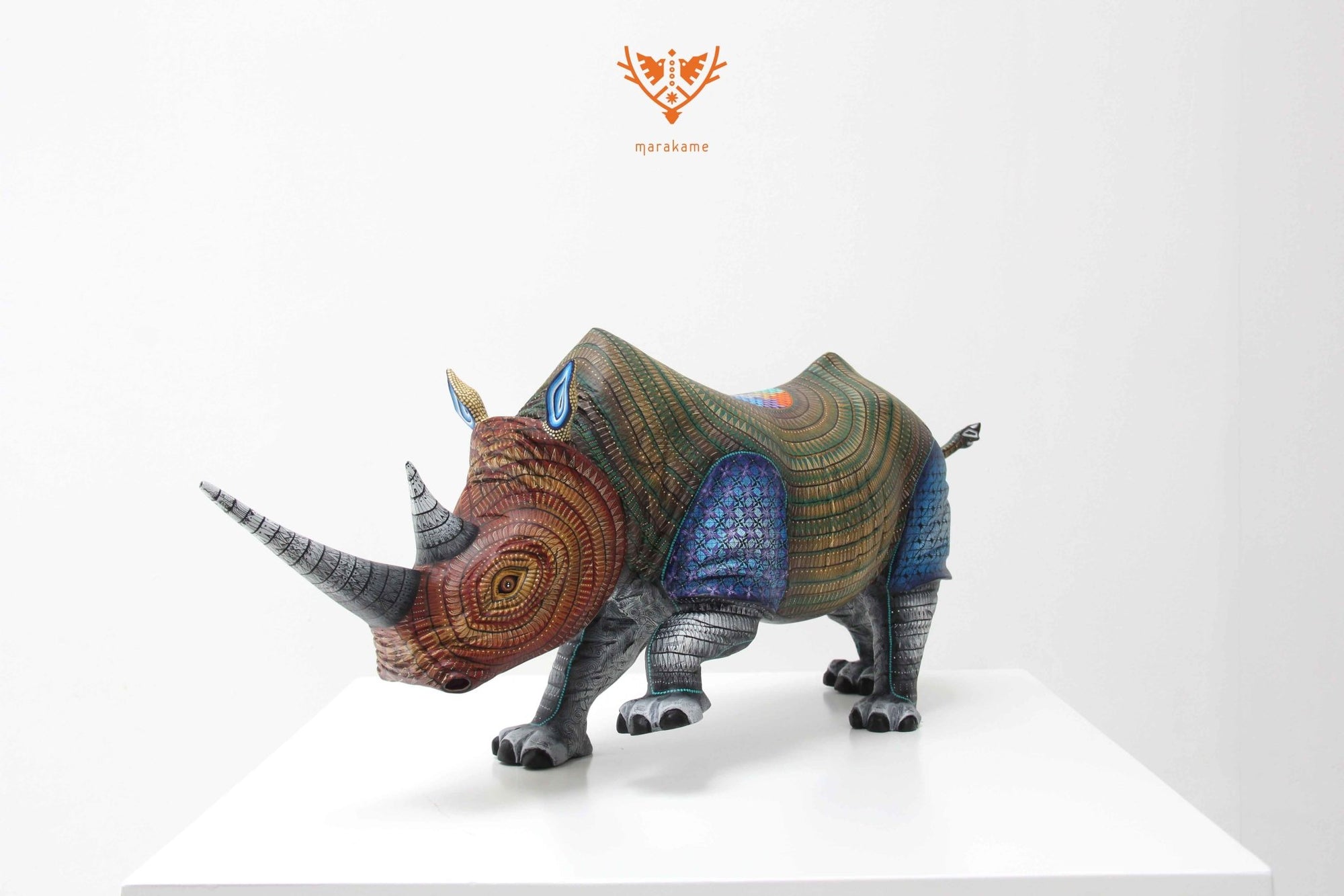 Rhinocéros Alebrije - Nadipa' - Art Huichol - Marakame