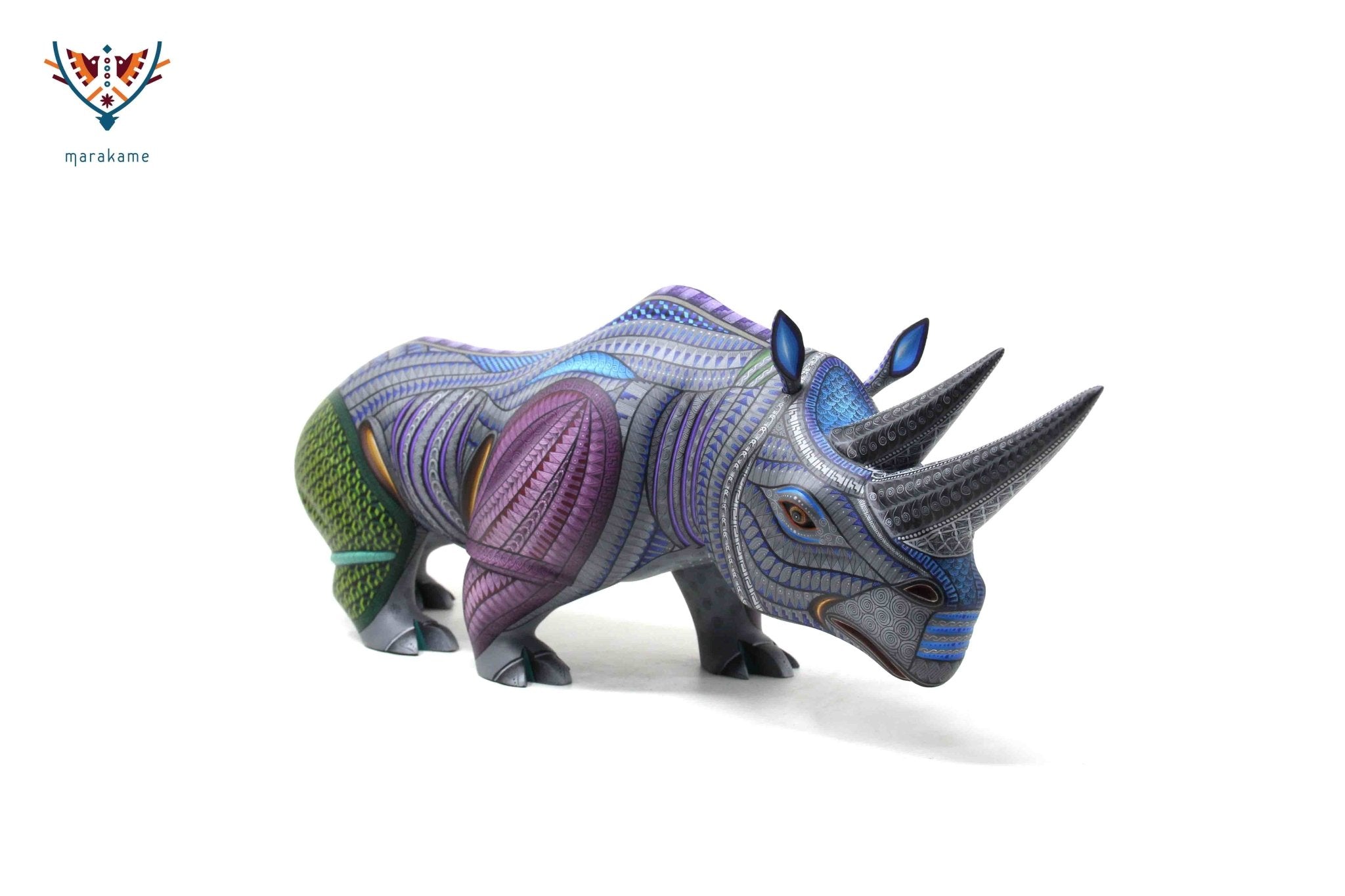 Alebrije - Naguidxi Rhinoceros - Huichol Art - Marakame