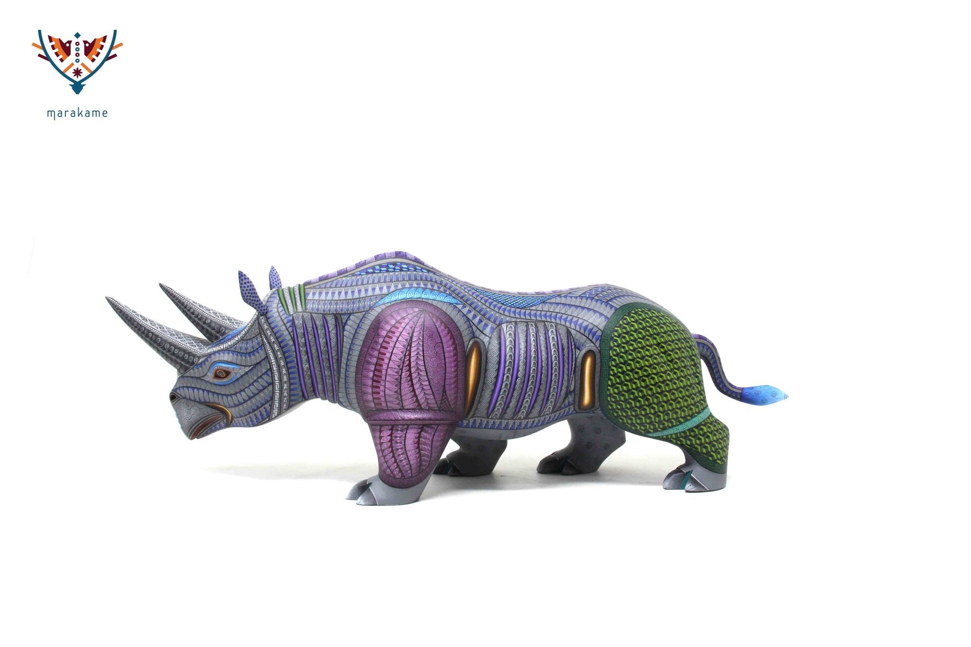 Alebrije - Naguidxi Rhinoceros - Huichol Art - Marakame
