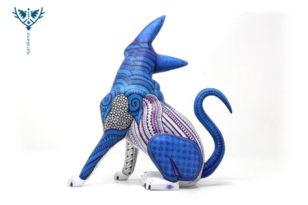 Alebrije – Schüchterner blauer Xolo – Huichol-Kunst – Marakame