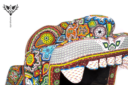 Jaguar Head - "Maye" - Huichol Art - Marakame