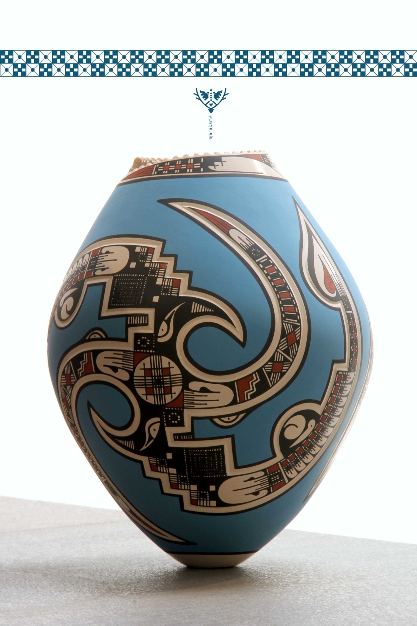 Mata Ortiz Keramik - Paquimé Blau - Huichol Art - Marakame